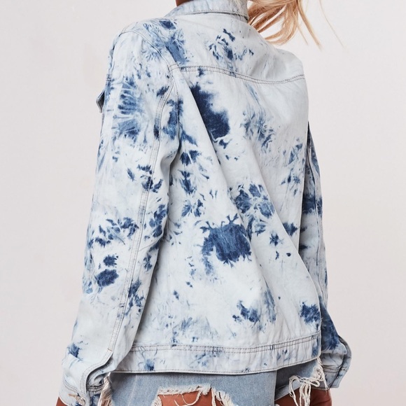SIZE 2 ONE LEFT Bleach Splat Oversize Denim Jacket - Picture 4 of 6
